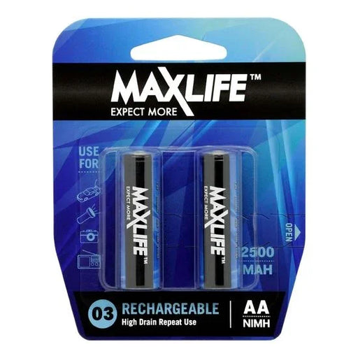 MAXLIFE AA Rechargeable Battery NIMH 2500mAh. 2Pk. - LX2001 - Homewares, Outdoor, Phone Accessories, Cases, Speakers, Headphones + More -