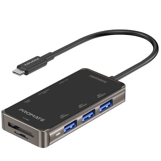 PROMATE 8-in-1 USB Multi-Port Hub with USB-C Connector. Includes 100W PD, 4K HDM