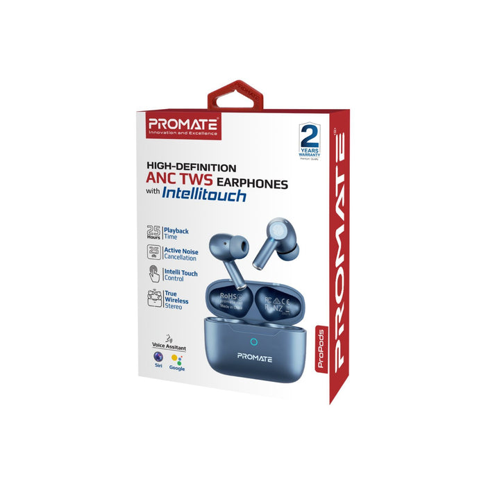 PROMATE In-Ear HD Bluetooth Earbuds with Intellitouch and 400mAh Charging Case.