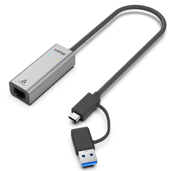 UNITEK USB to Gig Ethernet Adapter with 2-in-1 Connectors (USB-C & USB-A). Suppo