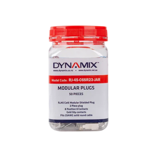 DYNAMIX RJ45 Cat6/6A 23AWG Solid Shielded Round Modular Plug. 50pc Jar. 8P8C, 50 - LX2001 - Homewares, Outdoor, Phone Accessories, Cases, Speakers, Headphones + More -