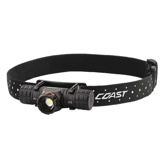COAST LED Headlamp with Dual-Power Rechargeable Battery & 410 Lumens. Battery Li