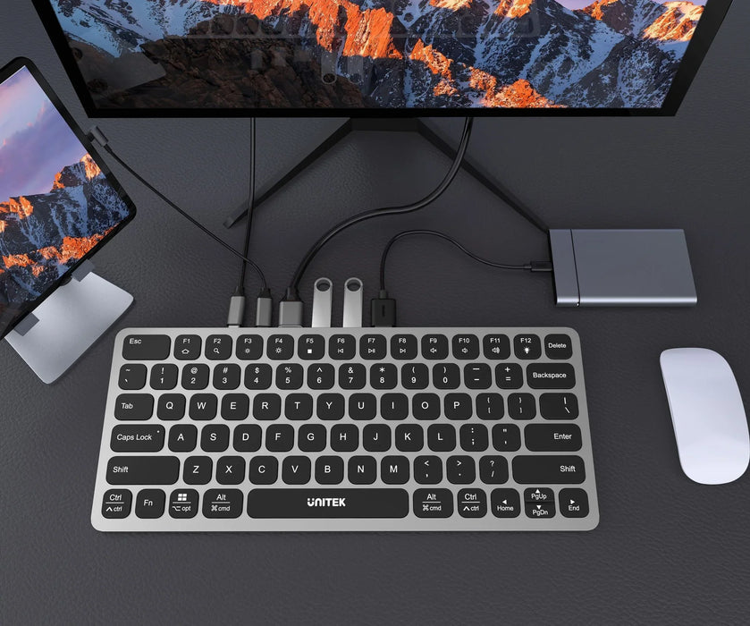 UNITEK 9-in-1 Hub with Keyboard. Back Light & Ergonomic Design. Inludes 3x USB-A - LX2001 - Homewares, Outdoor, Phone Accessories, Cases, Speakers, Headphones + More -