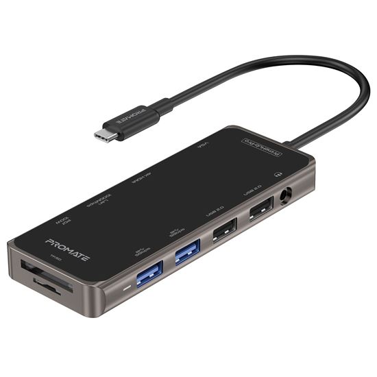 PROMATE 11-in-1 USB Multi-Port Hub with USB-C Connector. Includes 100W PD, Dual