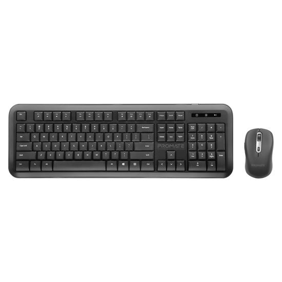 PROMATE Full Size Wireless Keyboard & Mouse Combo with Dual USB-A/C Dongle. Auto