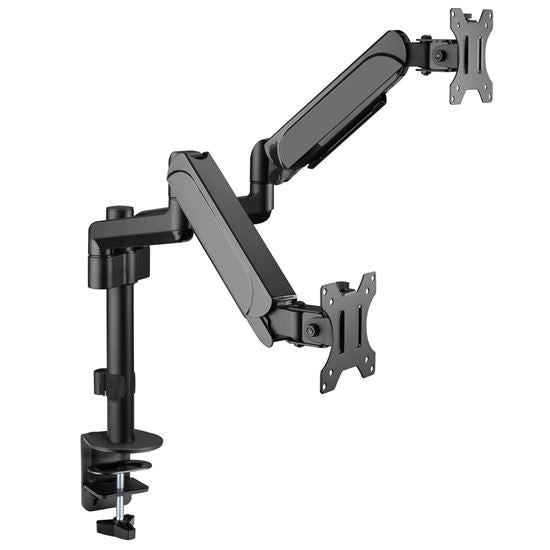 BRATECK 17"-32" Pole-Mounted Gas Spring Dual Monitor Desk Mount Bracket with Det