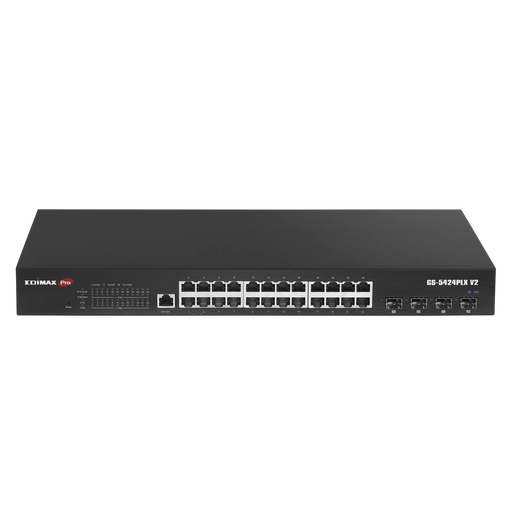 EDIMAX 24 Port Gigabit PoE+ Web Smart Surveillance Switch with 4 Port 10GbE SFP+ - LX2001 - Homewares, Outdoor, Phone Accessories, Cases, Speakers, Headphones + More -