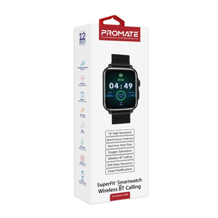 PROMATE IP68 Smart Watch with Handsfee & Large 1.8" DIsplay. Bluetooth Calling.