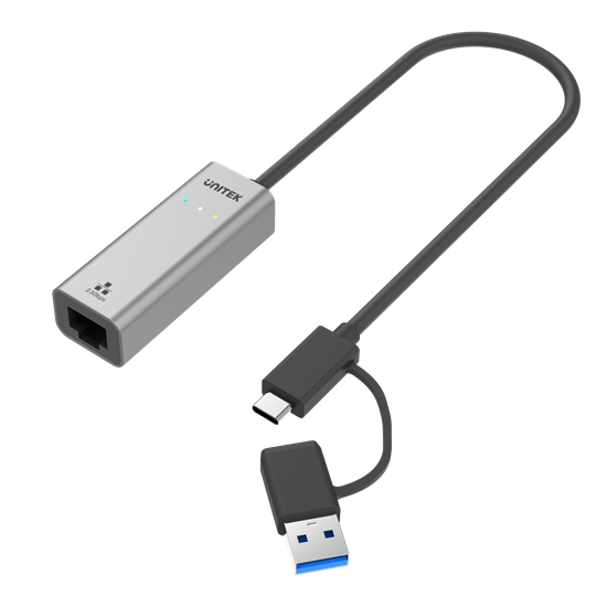 UNITEK USB to 2.5G Ethernet Adapter with 2-in-1 Connectors (USB-C & USB-A). Supp