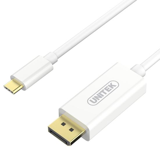 UNITEK 1.8m 4K USB-C to DisplayPort 1.2 Cable in White Plastic Housing. Supports