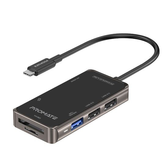 PROMATE 6-in-1 USB Multi-Port Hub with USB-C Connector with 4K HDMI Port, Dual U