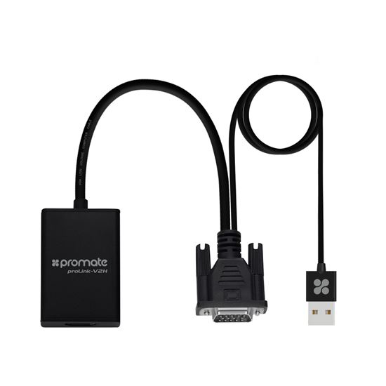PROMATE VGA (Male) to HDMI (Female) Display Adaptor Kit with Audio. Supports up