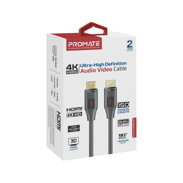 PROMATE 1.5m Ultra-High Definition (UHD) 2.0 HDMI Cable. Supports 4K@60Hz (4096x - LX2001 - Homewares, Outdoor, Phone Accessories, Cases, Speakers, Headphones + More -