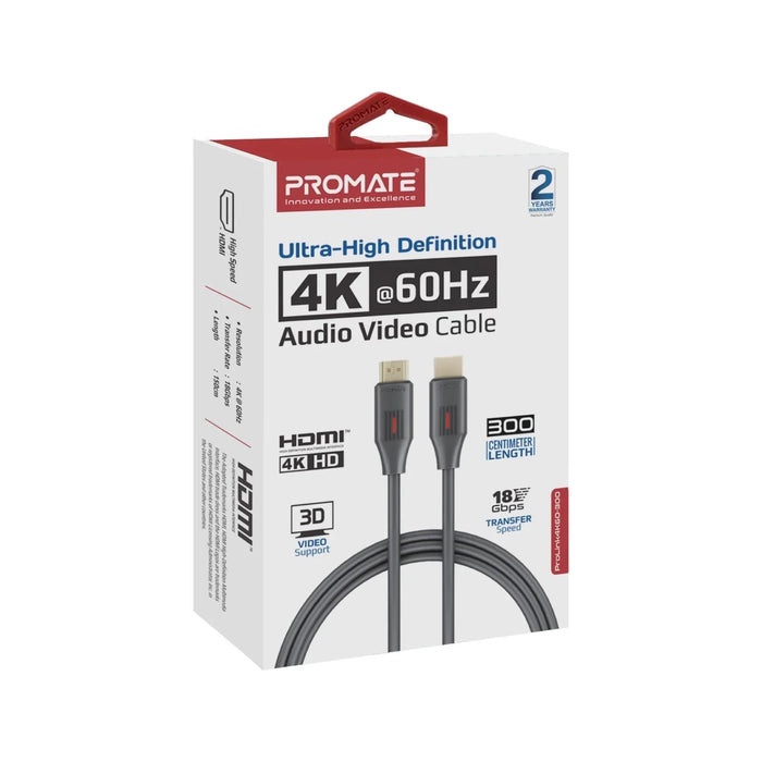 PROMATE 3m Ultra-High Definition (UHD) 2.0 HDMI Cable. Supports 4K@60Hz (4096x21 - LX2001 - Homewares, Outdoor, Phone Accessories, Cases, Speakers, Headphones + More -