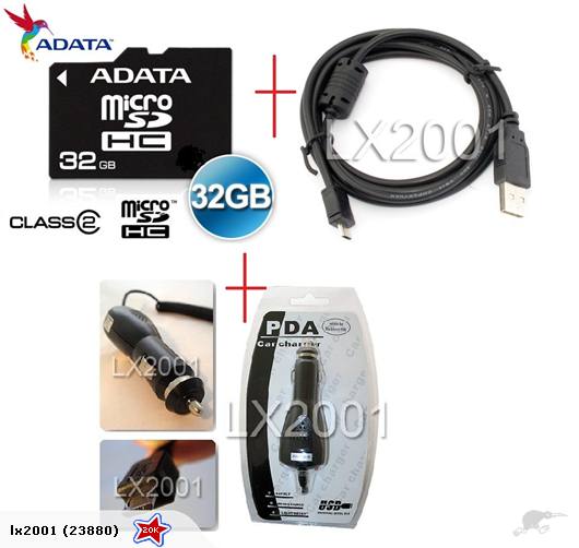 32GB MICRO SD CARD Car Charger PC Cable