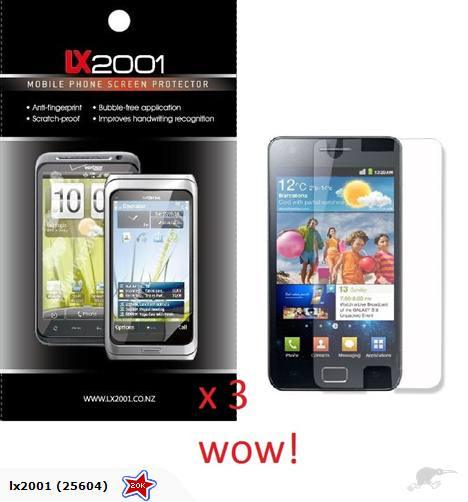 3 x Samsung Galaxy S 2 II Screen Protector Guard - LX2001 - Homewares, Outdoor, Phone Accessories, Cases, Speakers, Headphones + More -