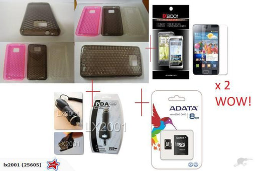 Samsung i9100 S2 Gel Case SP x2 8GB Card Charger - LX2001 - Homewares, Outdoor, Phone Accessories, Cases, Speakers, Headphones + More -