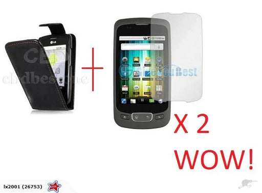 LG P500 Leather Case + 2 x Screen Protector - LX2001 - Homewares, Outdoor, Phone Accessories, Cases, Speakers, Headphones + More -