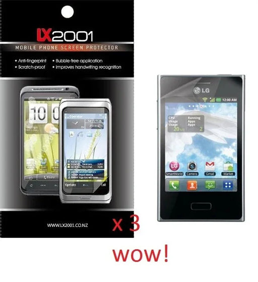 3 x LG Optimus L3 E400 Screen Protector - LX2001 - Homewares, Outdoor, Phone Accessories, Cases, Speakers, Headphones + More -