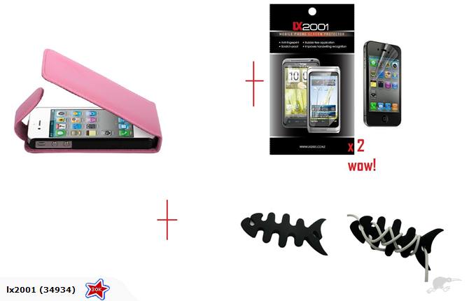 Iphone 4 4S Flip Leather Case + Screen Protector