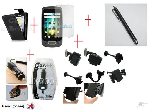 LG P500 Leather Case Car Charger Kit Holder Stylus - LX2001 - Homewares, Outdoor, Phone Accessories, Cases, Speakers, Headphones + More -