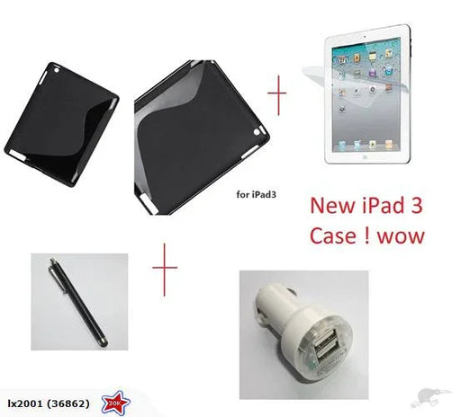 New IPad 3 Gel Case Cover + SP + Car Charger - LX2001 - Homewares, Outdoor, Phone Accessories, Cases, Speakers, Headphones + More -