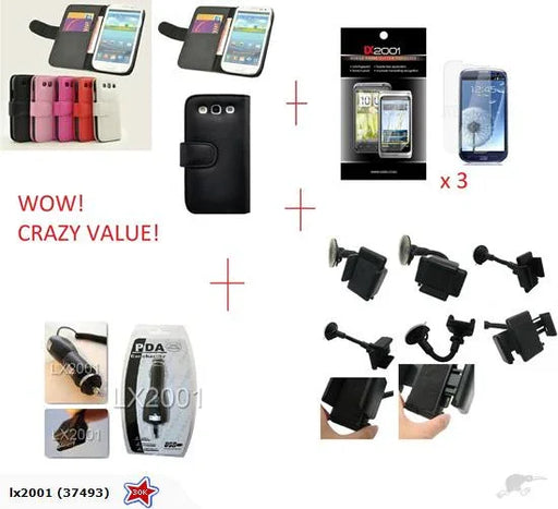 Samsung Galaxy S3 Leather Case Car Charger Kit - LX2001 - Homewares, Outdoor, Phone Accessories, Cases, Speakers, Headphones + More -