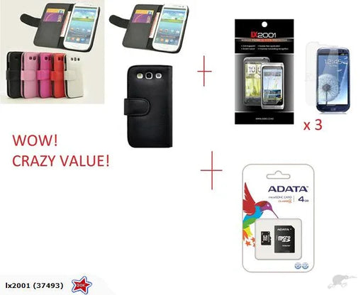 Samsung Galaxy S3 Wallet Leather Case 4GB Card - LX2001 - Homewares, Outdoor, Phone Accessories, Cases, Speakers, Headphones + More -