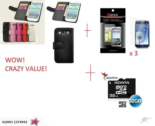 Samsung Galaxy S3 Wallet Leather Case 32GB Card - LX2001 - Homewares, Outdoor, Phone Accessories, Cases, Speakers, Headphones + More -