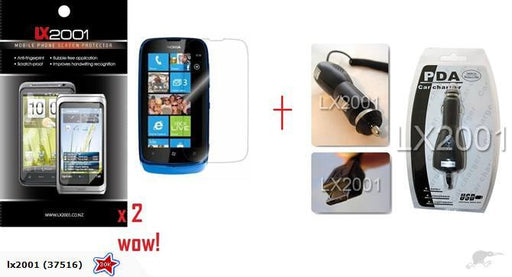 Nokia Lumia 610 Screen Protector + Car Charger - LX2001 - Homewares, Outdoor, Phone Accessories, Cases, Speakers, Headphones + More -