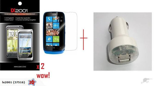 Nokia Lumia 610 Screen Protector DUAL Car Charger - LX2001 - Homewares, Outdoor, Phone Accessories, Cases, Speakers, Headphones + More -