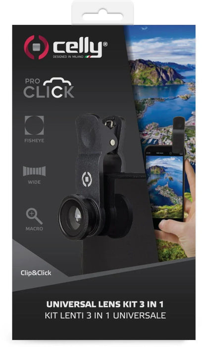 Celly Clip & Click 3-In-1 Smartphone Lens Kit - LX2001 - Homewares, Outdoor, Phone Accessories, Cases, Speakers, Headphones + More -