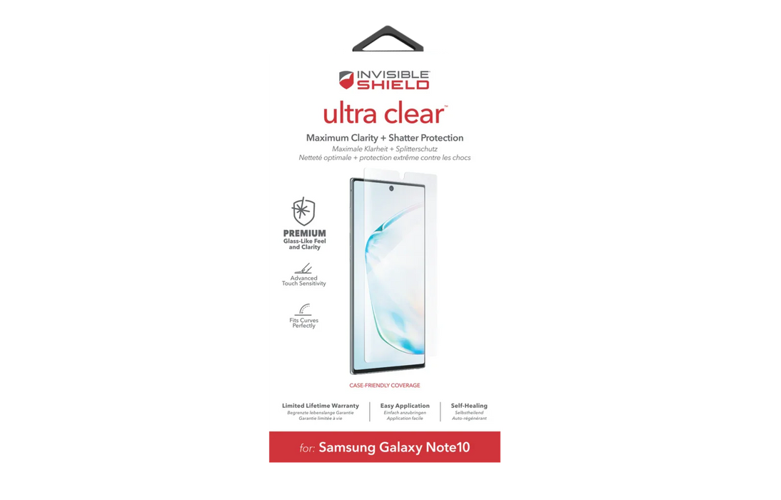 Zagg InvisibleShield Ultra Clear Samsung Note 10 Screen Protector - LX2001 - Homewares, Outdoor, Phone Accessories, Cases, Speakers, Headphones + More -