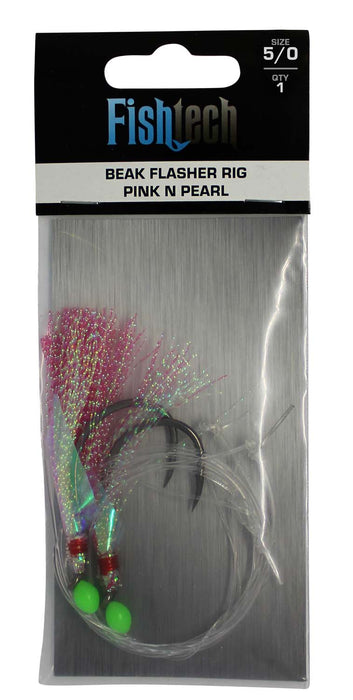 Fishtech 5/0 Beak Economy Flasher Rig - Pink n Pearl