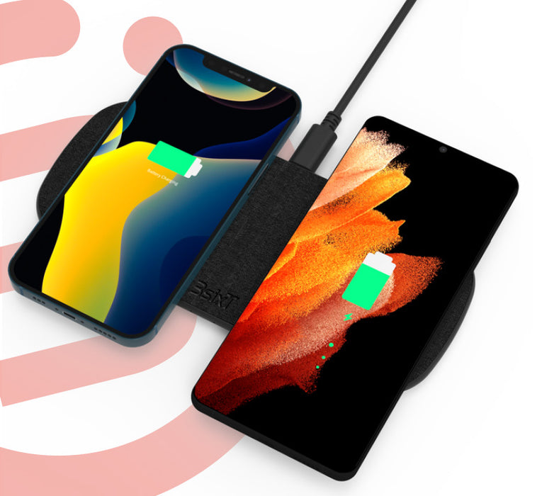 3sixT 15W + 15W Dual Wireless Charger Qi - Black - LX2001 - Homewares, Outdoor, Phone Accessories, Cases, Speakers, Headphones + More -