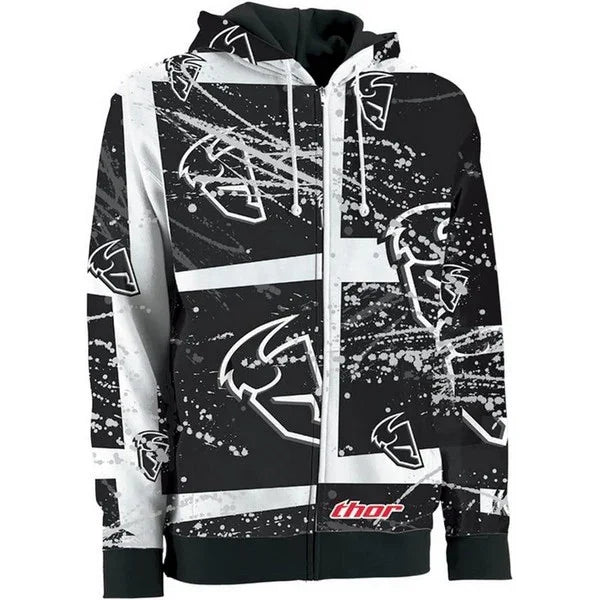 THOR MX HOODY CLOTHING MENS LARGE ZIP SPLATTER BLACK - LX2001 - Homewares, Outdoor, Phone Accessories, Cases, Speakers, Headphones + More -