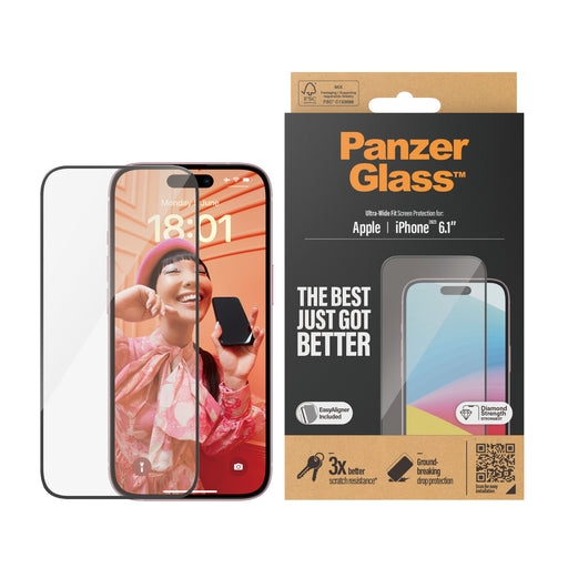 PanzerGlass Screen Protector Ultra-Wide Fit for Apple iPhone 15 6.1" - Clear - LX2001 - Homewares, Outdoor, Phone Accessories, Cases, Speakers, Headphones + More -