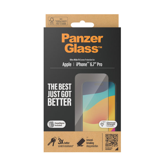 PanzerGlass Screen Protector Ultra-Wide Fit for Apple iPhone 15 Pro Max - Clear - LX2001 - Homewares, Outdoor, Phone Accessories, Cases, Speakers, Headphones + More -