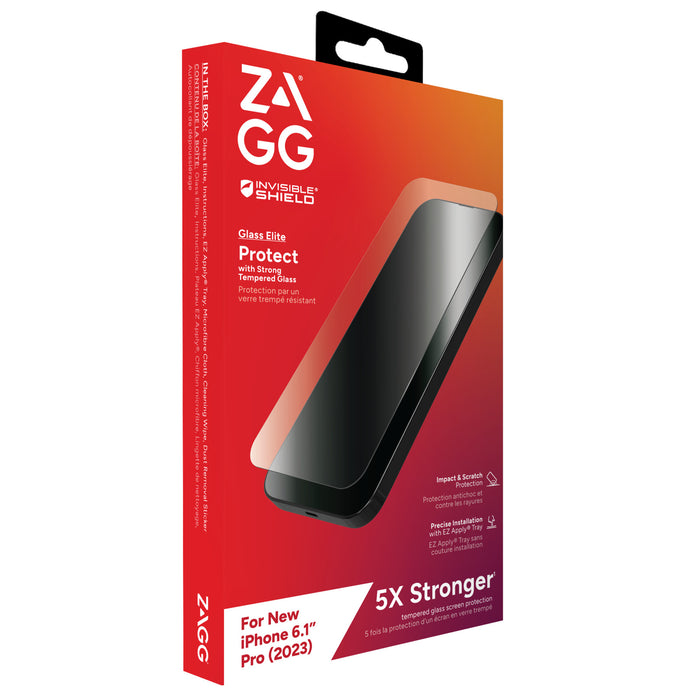 ZAGG InvisibleShield iPhone 15 Pro 6.1" Elite Tempered Glass Screen Protector
