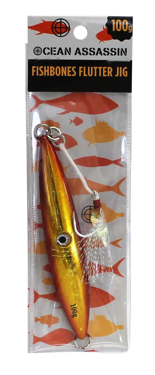 Ocean Assassin Fishbones Flutter Jig - Orange 100g - LX2001 - Homewares, Outdoor, Phone Accessories, Cases, Speakers, Headphones + More -