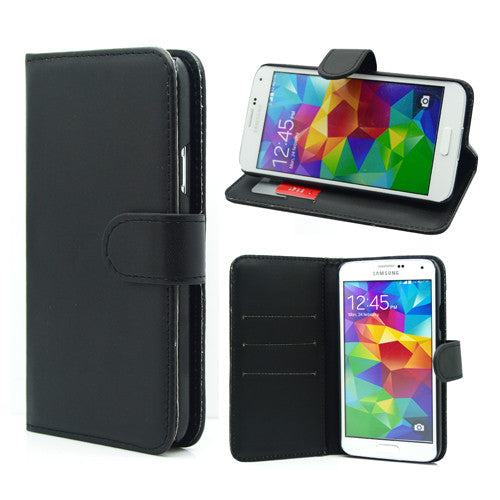Samsung S5 GLASS Wallet Leather Gel Case Charger