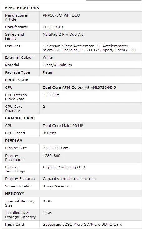 Prestigio Multipad 2 Pro Duo 7" 7.0 1.5GHZ IPS 4.1 - LX2001 - Homewares, Outdoor, Phone Accessories, Cases, Speakers, Headphones + More -