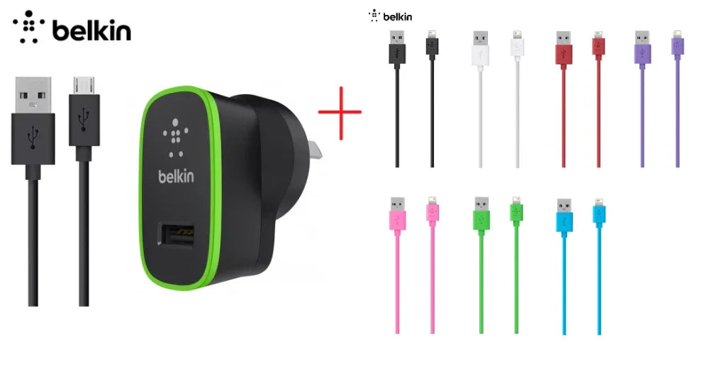 Belkin Wall Charger w Micro USB PC Cable Lightning - LX2001 - Homewares, Outdoor, Phone Accessories, Cases, Speakers, Headphones + More -