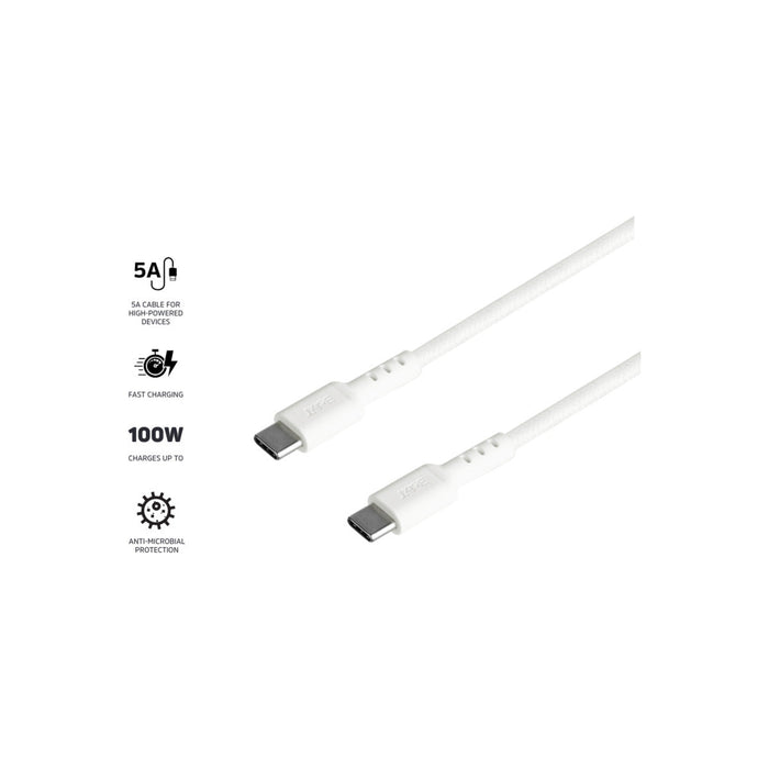 3sixT Tough Rugged USB-C to USB-C 5A Cable 1.2m - White