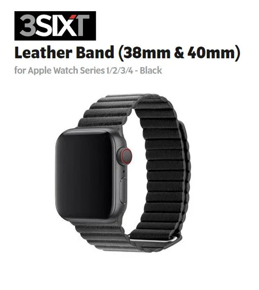 3SIXT Apple Watch Series 4 38mm / 40mm Leather Loop Band - Black 3S-1203 9318018129899 - LX2001 - Homewares, Outdoor, Phone Accessories, Cases, Speakers, Headphones + More -