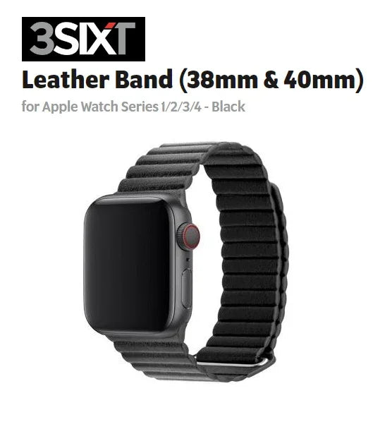 3SIXT Apple Watch Series 4 38mm / 40mm Leather Loop Band - Black 3S-1203 9318018129899 - LX2001 - Homewares, Outdoor, Phone Accessories, Cases, Speakers, Headphones + More -