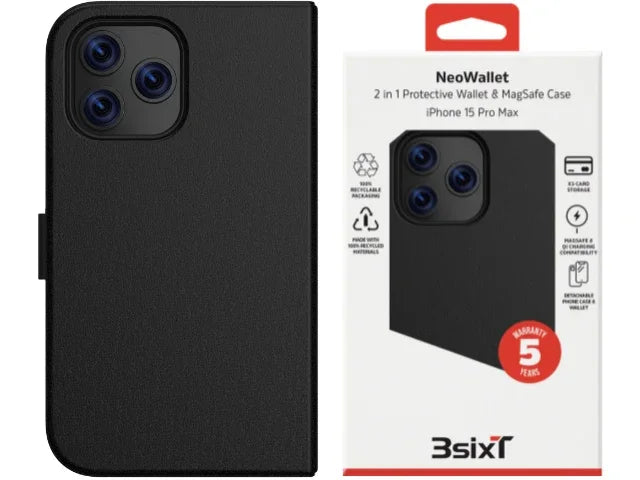 3SIXT Apple iPhone 15 Pro Max 6.7" Neo Wallet Case - Black - LX2001 - Homewares, Outdoor, Phone Accessories, Cases, Speakers, Headphones + More -