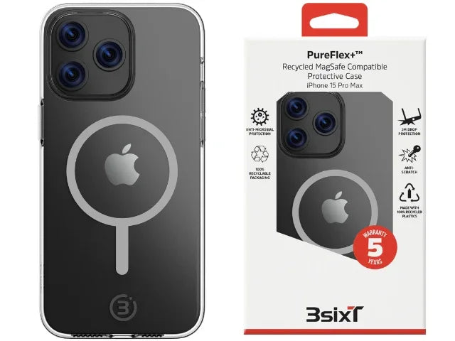 3SIXT Apple iPhone 15 Pro Max 6.7" PureFlex+ Case - Clear - LX2001 - Homewares, Outdoor, Phone Accessories, Cases, Speakers, Headphones + More -