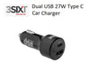 3SIXT Dual USB SUPER-FAST Car Charger 27W USB-C PD - Black 3S-1031 9318018127826 - LX2001 - Homewares, Outdoor, Phone Accessories, Cases, Speakers, Headphones + More -