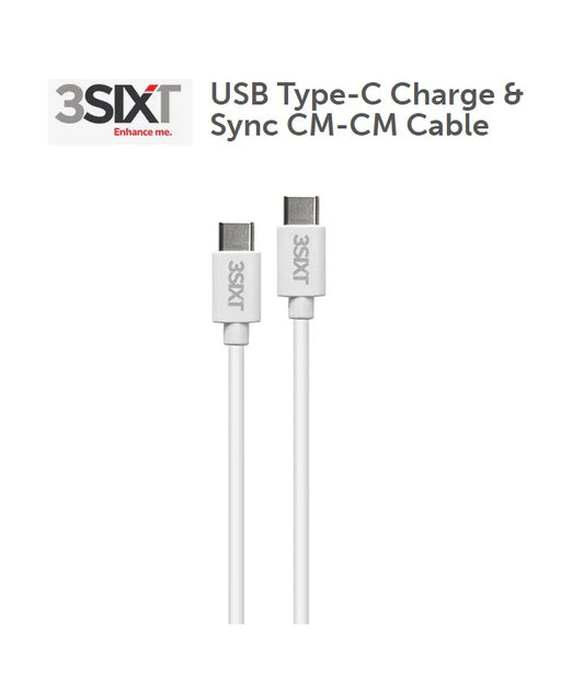 3SIXT USB Type C v2.0 USB-C to USB-C Cable - White 3S-0858 - LX2001 - Homewares, Outdoor, Phone Accessories, Cases, Speakers, Headphones + More -